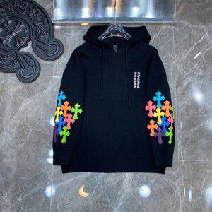 Chrome Heart Black Hoodies With Colorful Cross Embroidery